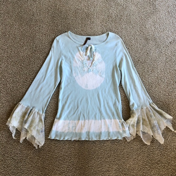 light blue flowy top